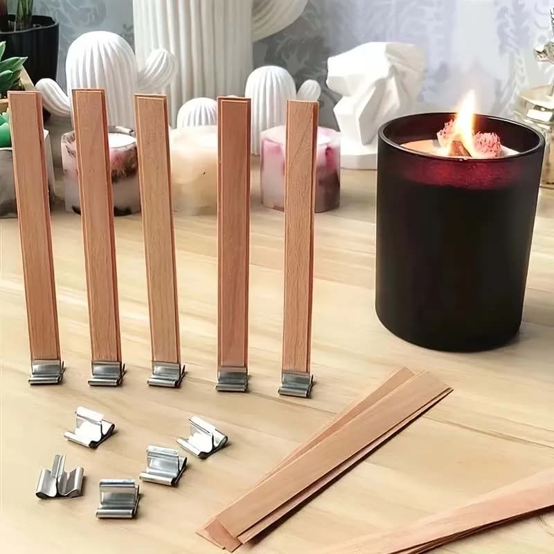 Stoppini per candele in legno da 20 pezzi con base in metallo per candele fai-da-te fatte a mano per realizzare candele in legno