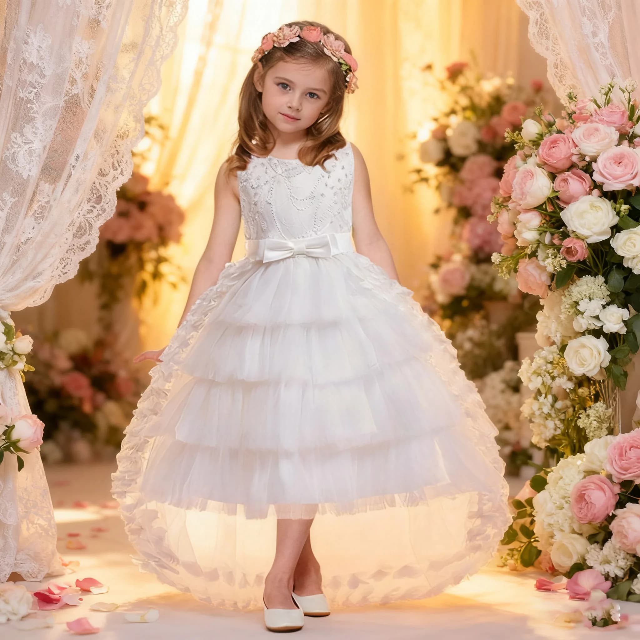 abito elegante per ragazze Abiti da festa di nozze per ragazze Abito da damigella d'onore Abito lungo formale Tailing Gala Compleanno Spettacolo Prom Go