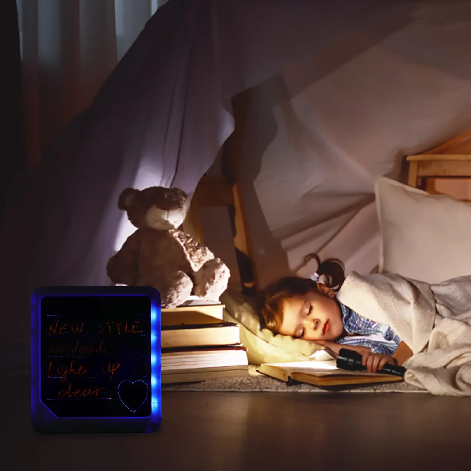 Set di 1 Tavoletta LED per Scrittura, Lavagna Portatile per Bambini, Tavolo da Disegno Educativo, Lavagna per Graffiti, Schermo per Messaggi Cancellabile, Basso Consumo Energetico