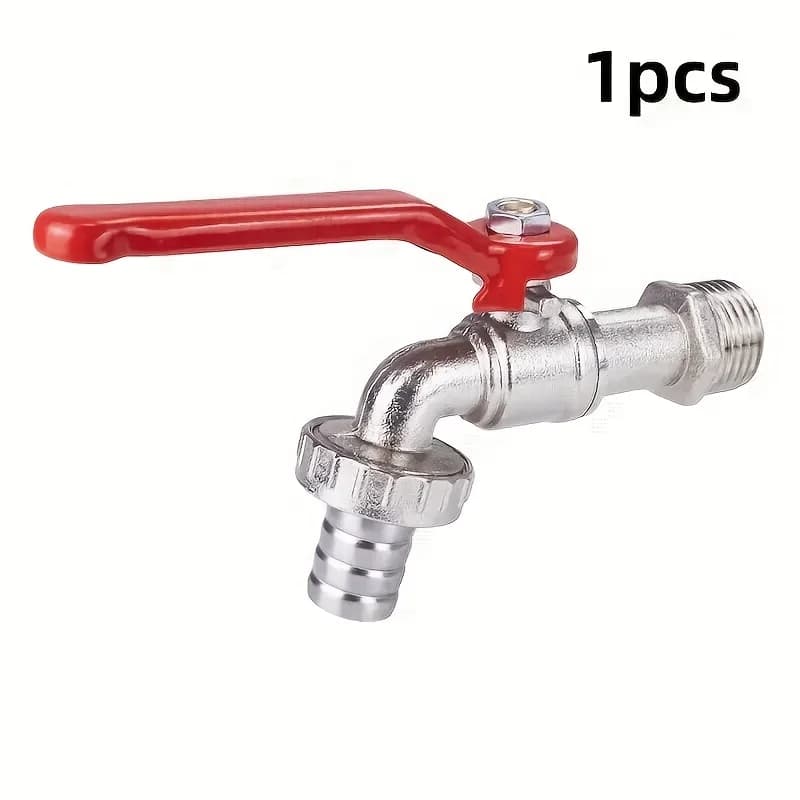 Rubinetto da esterno ad alta portata G1/2 pollici in lega di zinco con maniglia rossa e valvola a sfera - Resistente alla corrosione, superficie lucida, adatto per giardino, prato e patio, per l'approvvigionamento idrico del giardino | Raccordi Moderni per Tubi Idraulici
