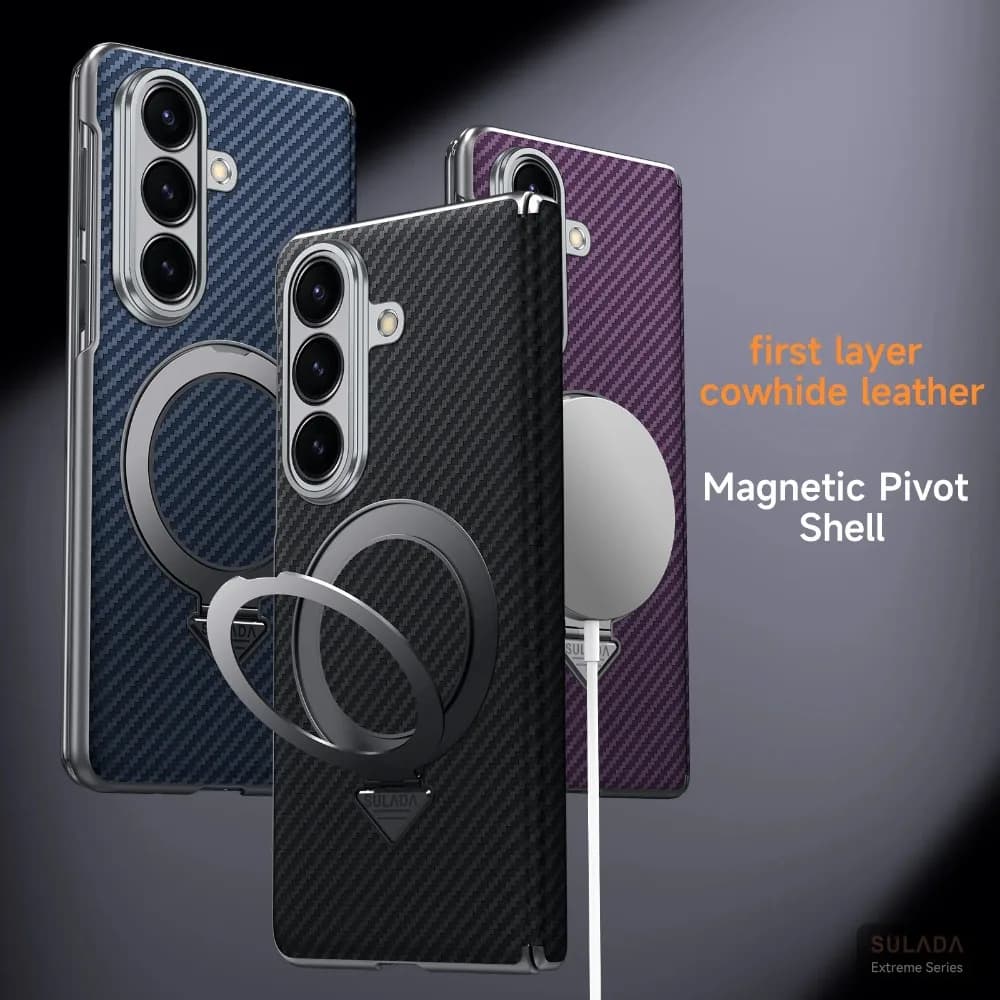 Phone case with magnetic ring holder for Samsung Galaxy Z Fold 7 6 5 shockproof protective case with wireless charge
