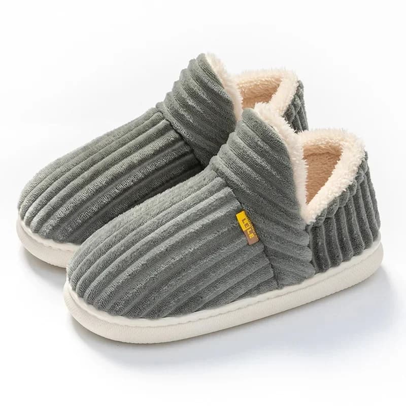 Coppia invernale stile conciso tinta unita tacchi avvolgenti pantofole di peluche infradito calde antiscivolo donna uomo scarpe casual in cotone per la casa