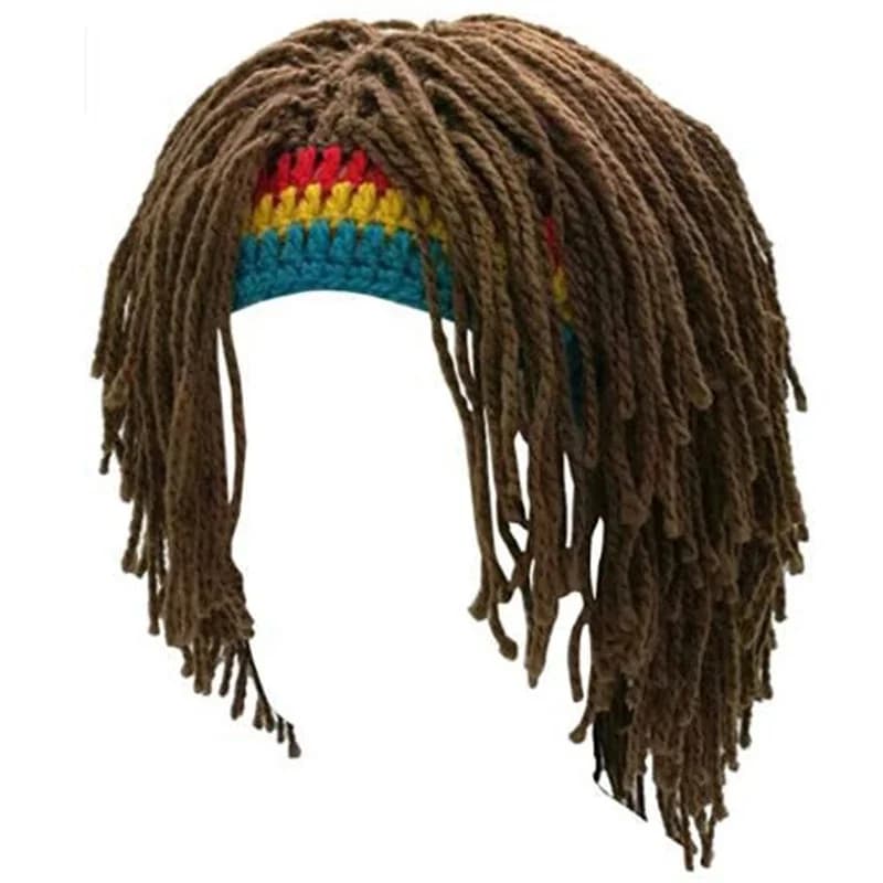 Parrucca giamaicana lavorata a maglia Cappello a treccia Cappello per capelli unisex Cappellino per parrucca fantasia fatto a mano Parrucca per casa fantasma di Halloween Nera