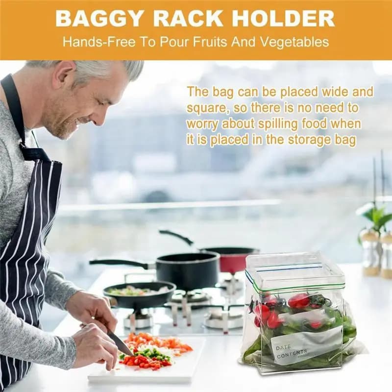 SUPERSALE Zipper Closure Bag Holder Kitchen Food Snack Seal Sealing Bag Non Slip Storage Sandwich Bags Hands-Free Stand Large