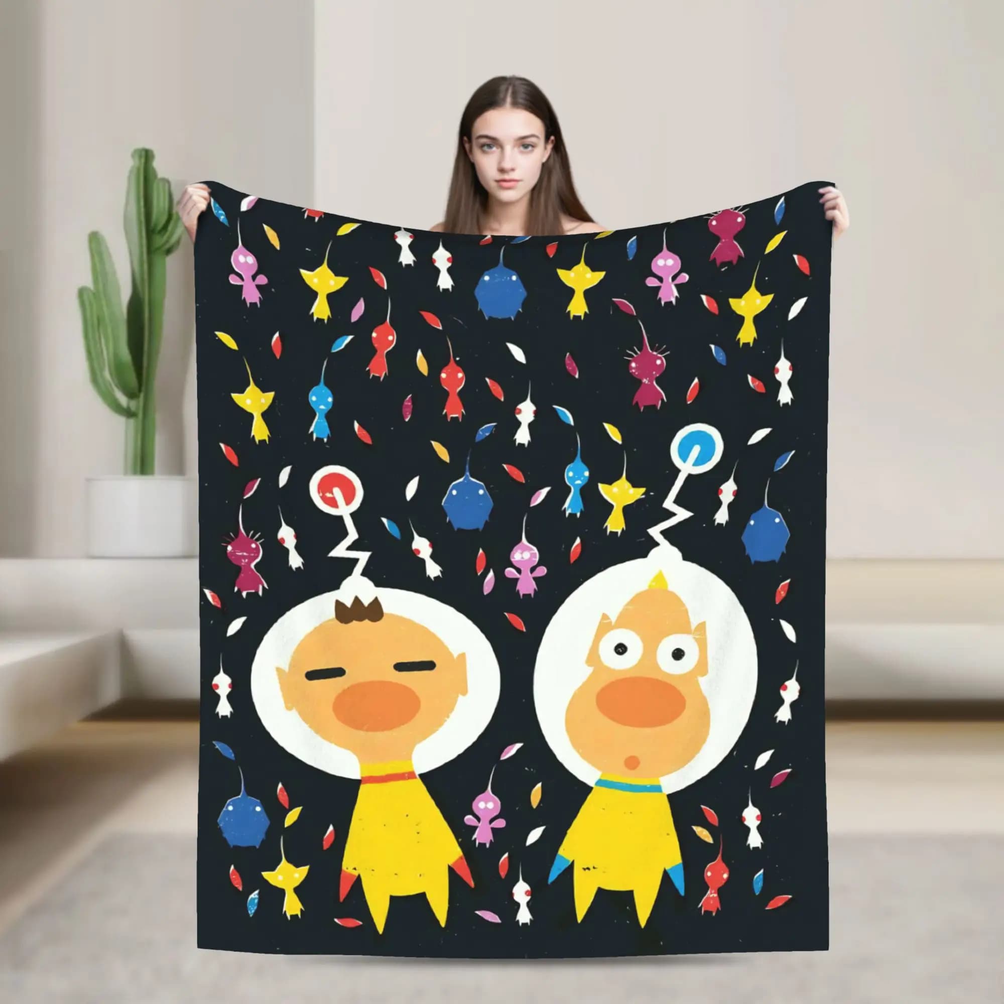Pikmin Game Blankets Soft Warm Graphic Plush Throw Blanket For Couch Chair Sofa Bed Travel Flannel Bedspread Bed Cover