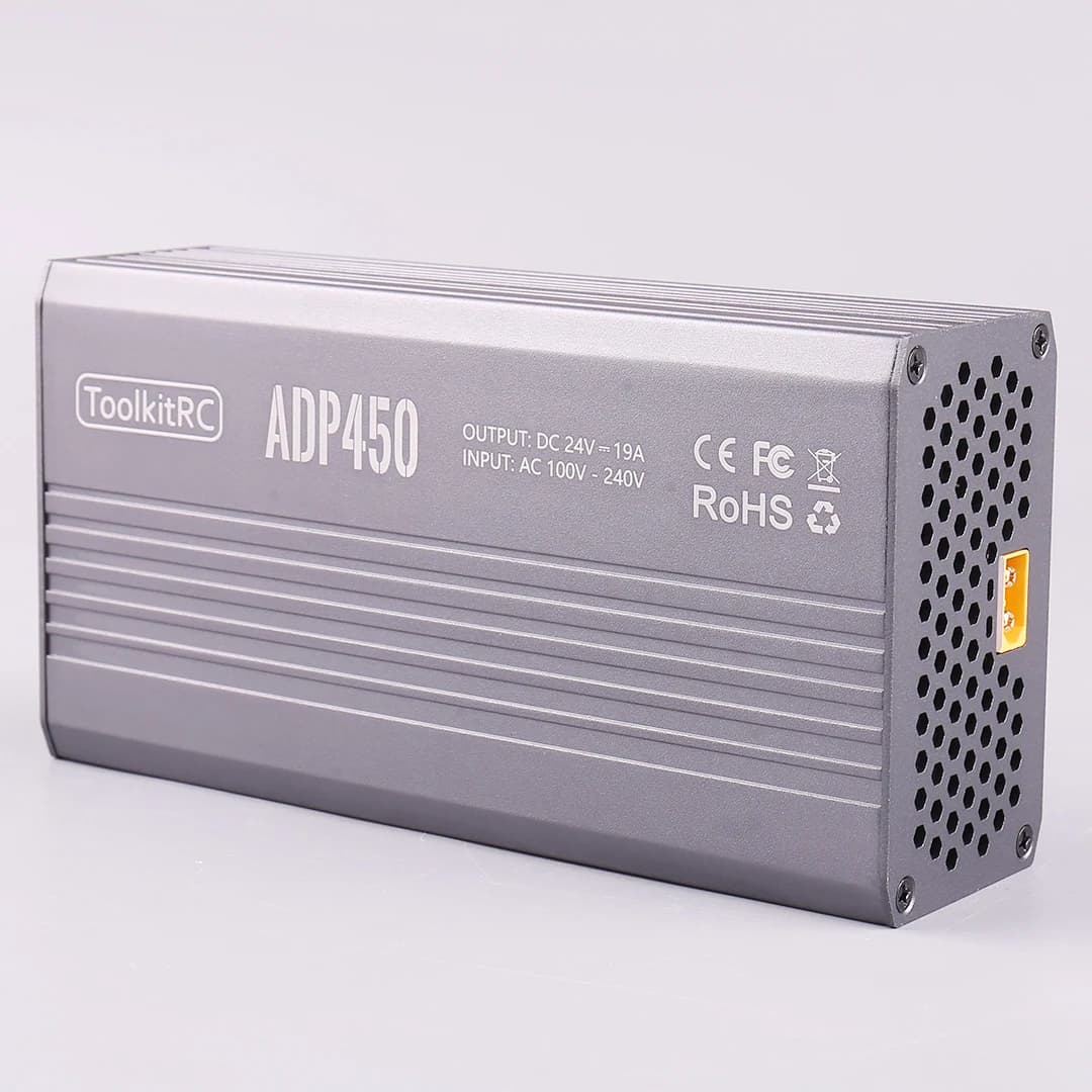 ToolkitRC ADP450 Caricatore per aereo modello 19A Alimentatore da 450 W Spina XT60 Adattatore di alimentazione 24 V per aereo RC