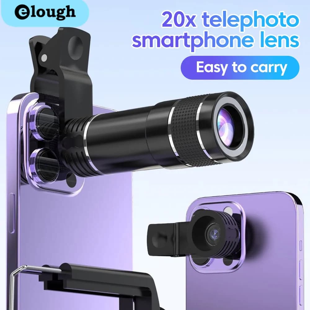 Obiettivo zoom telescopico 20X, monocolo HD per fotocamera di cellulari, teleobiettivo per iPhone, Samsung, smartphone, fotografia, concerti