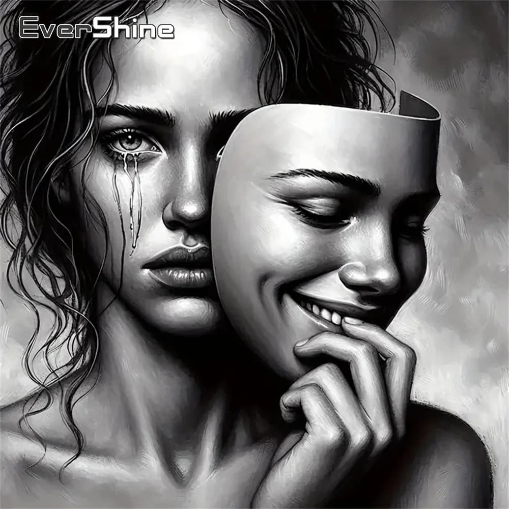 Evershine DIY Woman Diamond Mosaic Portrait Acrylic Craft Supplies Diamond Painting Black and White New Arrival Handmade Hobby