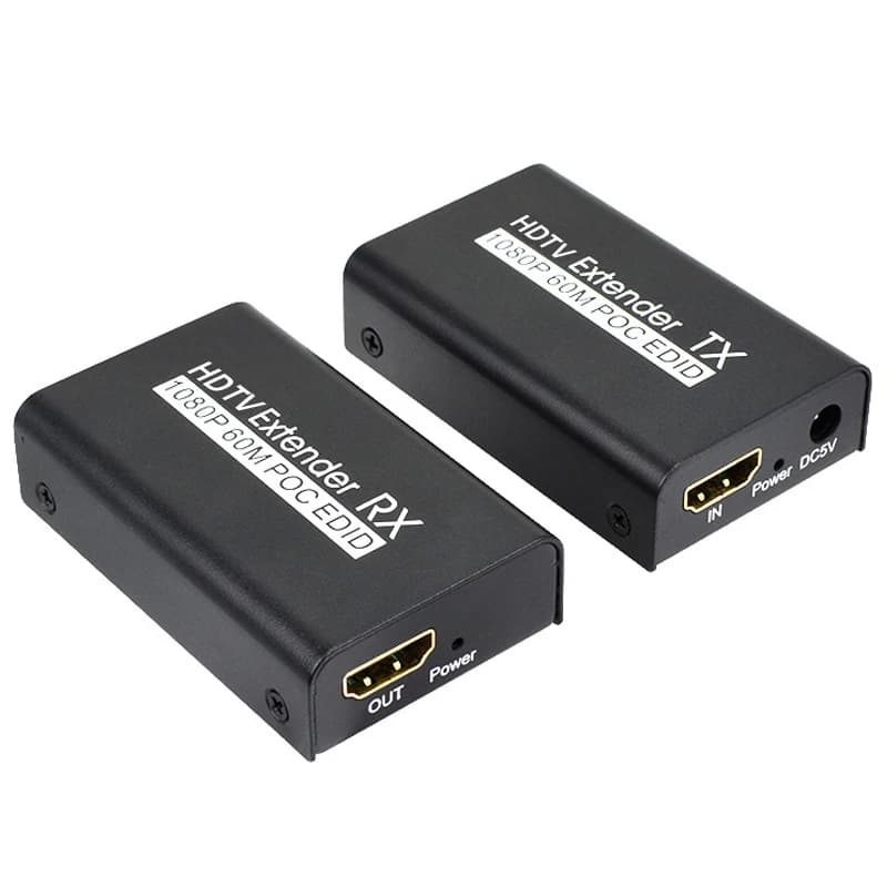 Extensor 60M 1080P@60Hz extender via RJ45 Cat5e Cat6 cable Transmitter and receiver for HDMI POC EDID compatible extender support