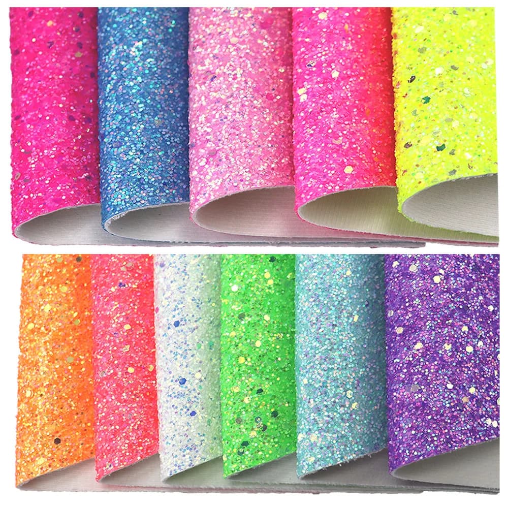 Shiny Chunky Glitter Fabric With Felt Backing Faux Leather Material For Bows Decorations DIY Earring Sewing Craft CN319