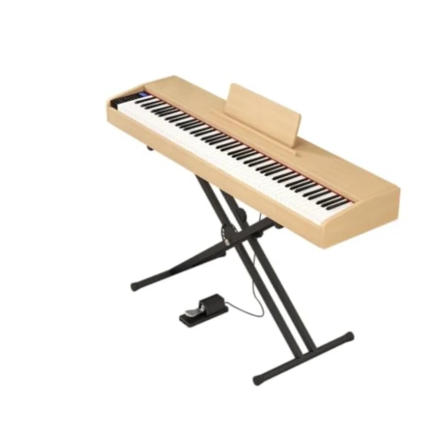 Pianoforte Digitale 88 Tasti Semi-Pesati con Supporto a X, Pedale Sustain, Pianoforte Elettrico Full-Size per Principianti con Bluetooth e Cuffie