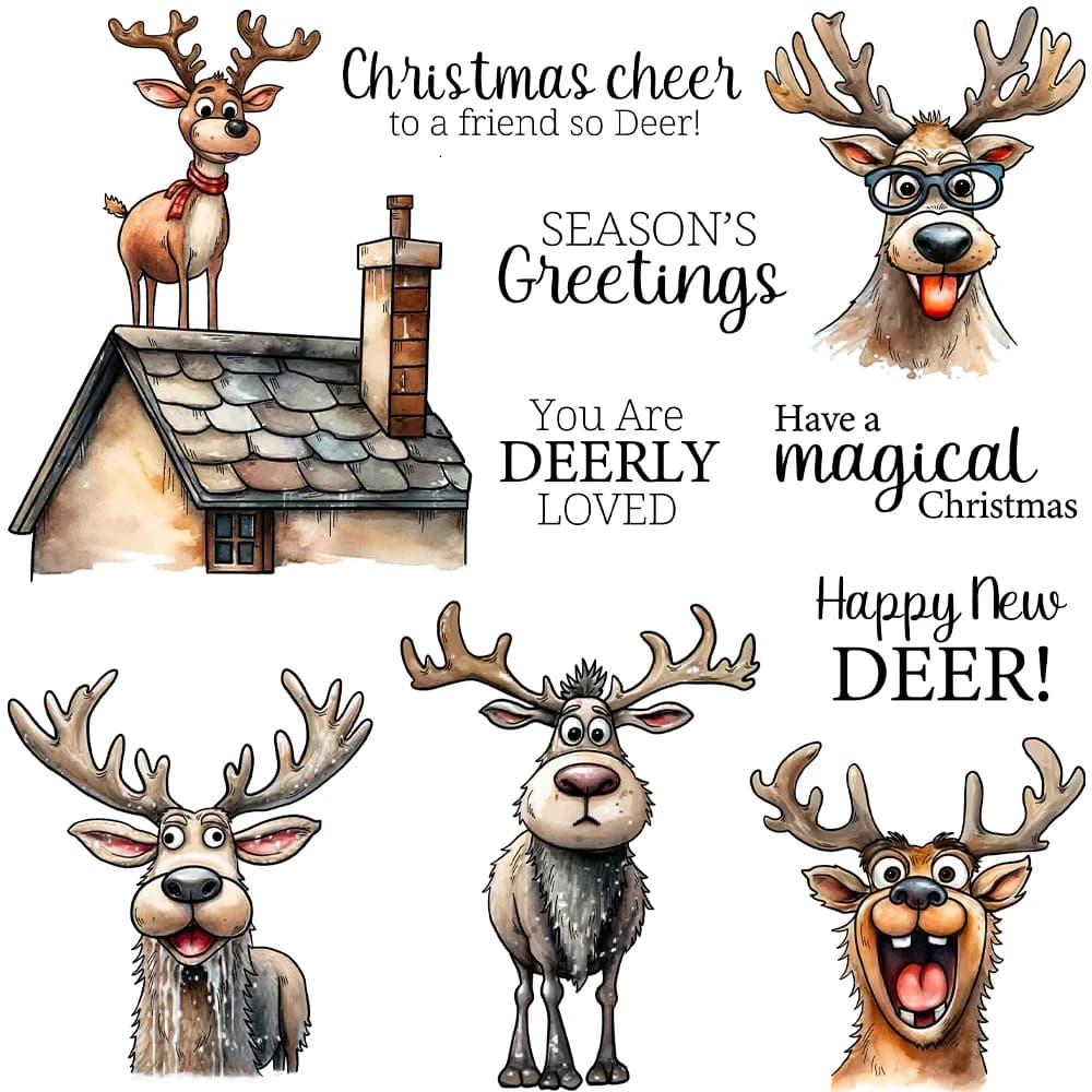 Mangocraft simpatico cartone animato natale renna taglio muore timbro trasparente fai da te Scrapbooking metallo muore timbro in Silicone per album di carte