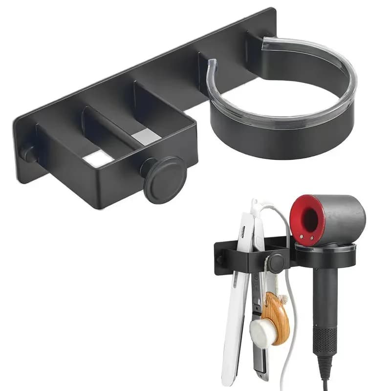 Supporto per asciugacapelli Supporto da parete per bagno Strumenti per capelli Piastra per capelli Portaoggetti per camera da letto Accessori per cestini portaoggetti per bagno