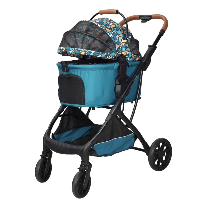 Passeggino per animali domestici con tubo in alluminio Borsa per auto staccabile a 4 ruote Passeggino per animali domestici pieghevole da viaggio per cani