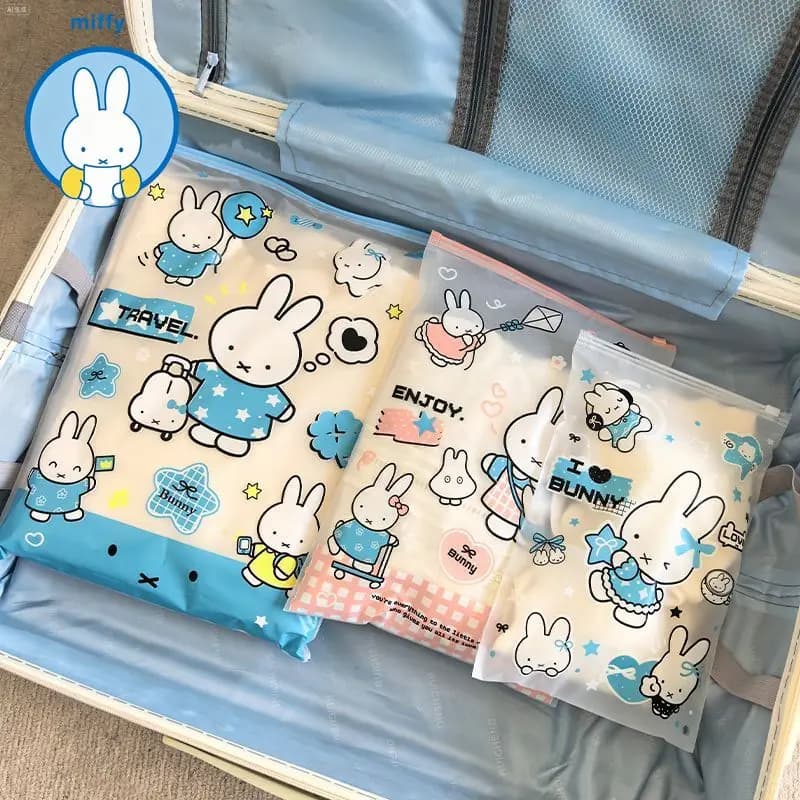Kawaii Miffy Cartoon Storage Bag for Clothes Shoes Underwear Separate Packing Fun Pink Bunny Portable for Business Trip Travel