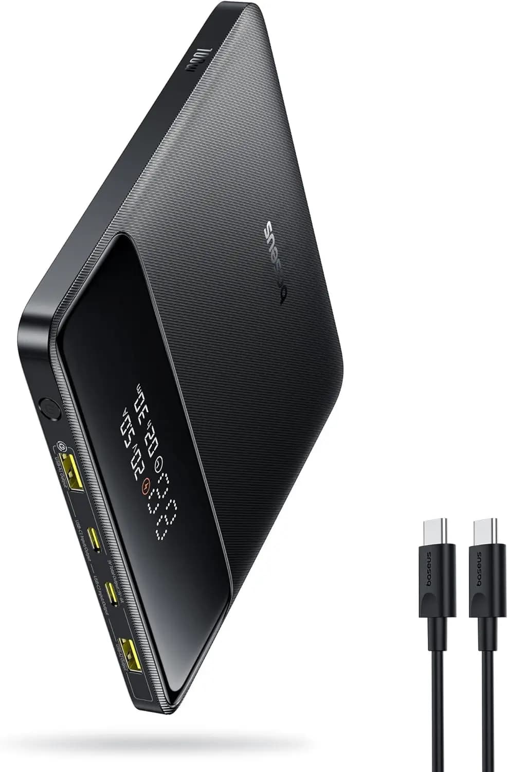 Caricabatterie Portatile per Laptop 100W 20000mAh, Ricarica Rapida con 2 USB-C e 2 USB-A, Power Bank da Viaggio per MacBook, iPad, iPhone, Samsung