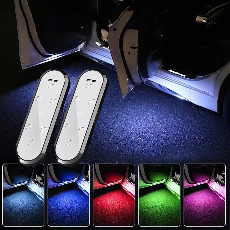 Luci per portiere per auto Luce di benvenuto a LED Controllo magnetico Ricarica USB Lampada flash per segnale di emergenza anticollisione per porta aperta automatica