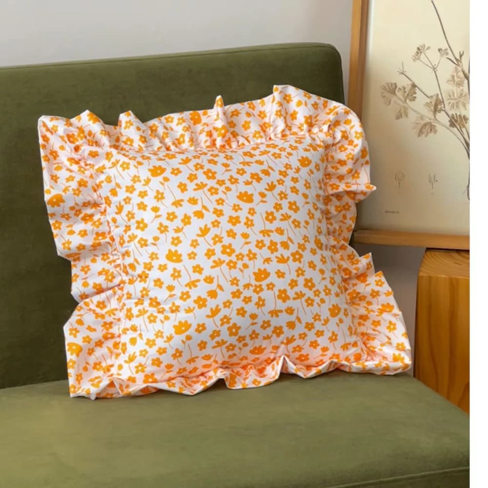Cuscino Decorativo Floreale con Volant Stile Pastorale Fresco, Morbido Cuscino Lombare per Soggiorno Divano Camera da Letto 2026