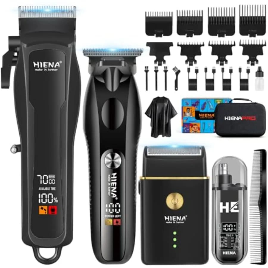 Tagliacapelli Professionale Senza Fili per Uomo, Trimmer per Barba/Capelli con Lama a T, Rasoio Elettrico a Lamina, Set per la Cura dei Capelli Maschili