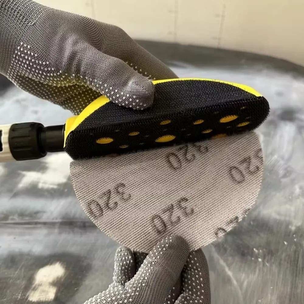 6 Inch 32 Holes Mouse Hand Sanding Pad Dry Surface Polish Light Weight Vacuum Sanding Block Firm Base Easy Clip Hand Push Plate