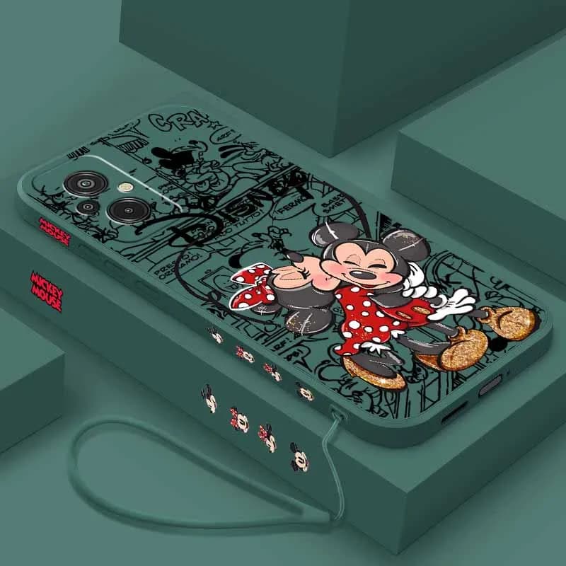 Disney Mickey and Minnie Phone Case For Xiaomi 17 15 15T 14 14T 13 12 11 POCO X8 X7 M7 F7 F8 Liquid Left Rope Funda Silicone