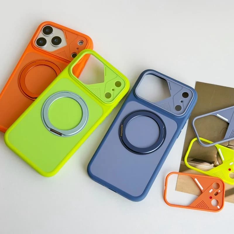 360° Rotatable Metal Ring Bracket Phone Case For iPhone 12 13 14 15 16 17 Pro Max For MagSafe Detachable Camera Shockproof Cover