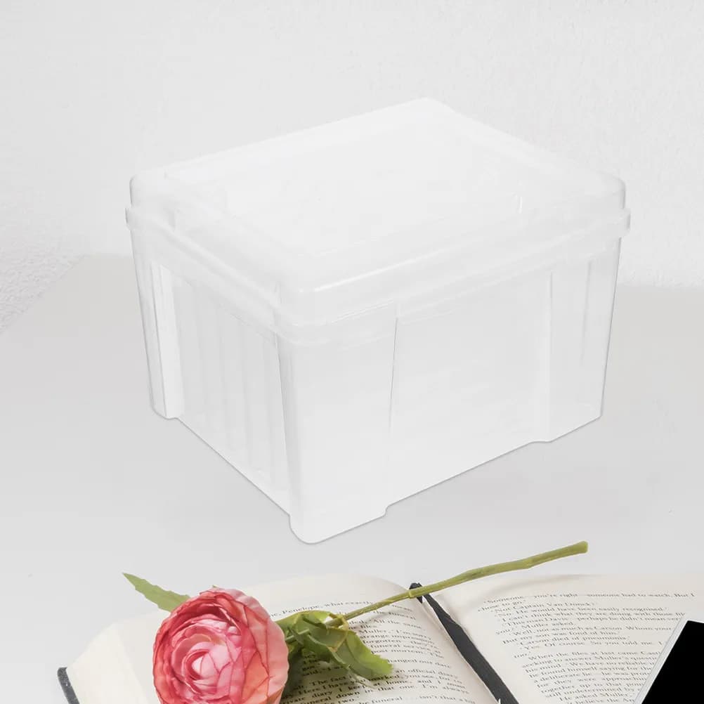 Photo Storage Box Plastic Organizer Removable Dividers Photo Case for Documents Pictures Organizer