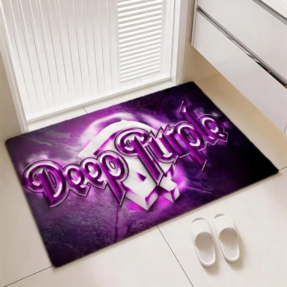 Deep P-Purples Band Art floor mat, soft thickened flannel mat, non-slip, for living room, home decoration