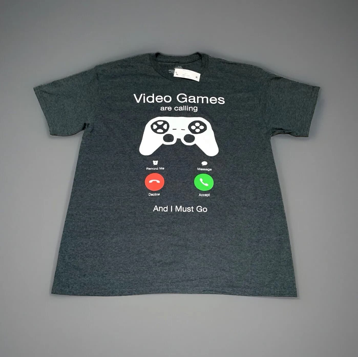 NUOVA maglietta da uomo DK Gray Heather con scritta “I videogiochi stanno chiamando e devo andare”, taglia L