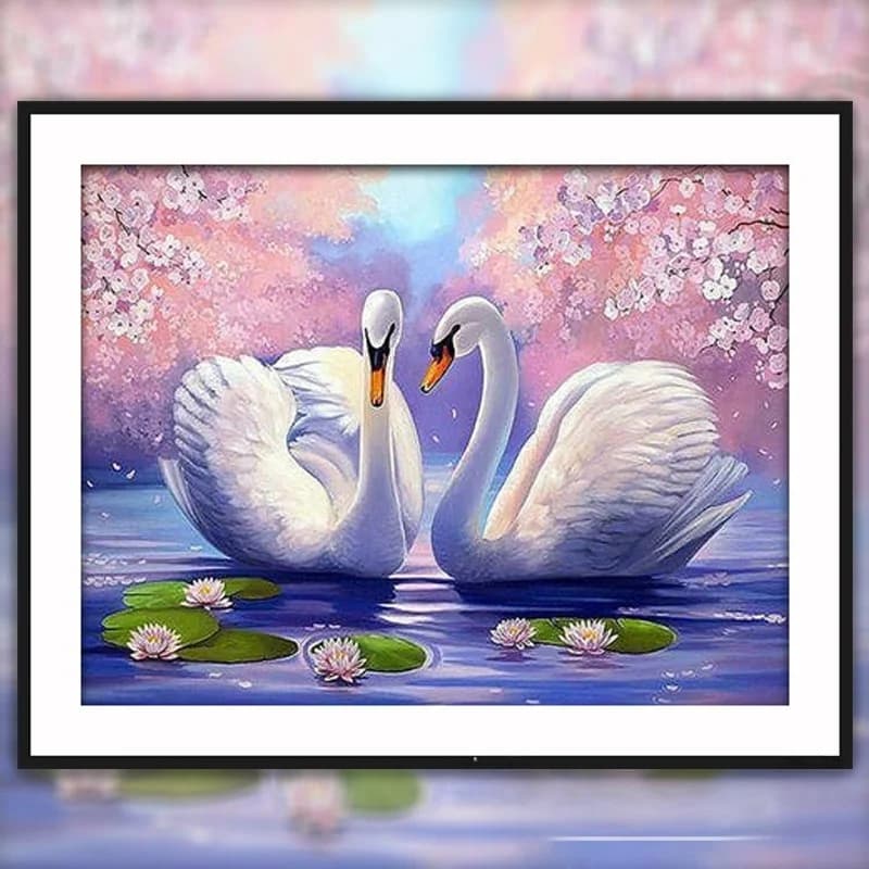 Modern Simple Cross Stitch Kit Bedroom Living Room Wedding Swan Diamond Stick Painting Handmade DIY Cotton Fabric Animal Pattern