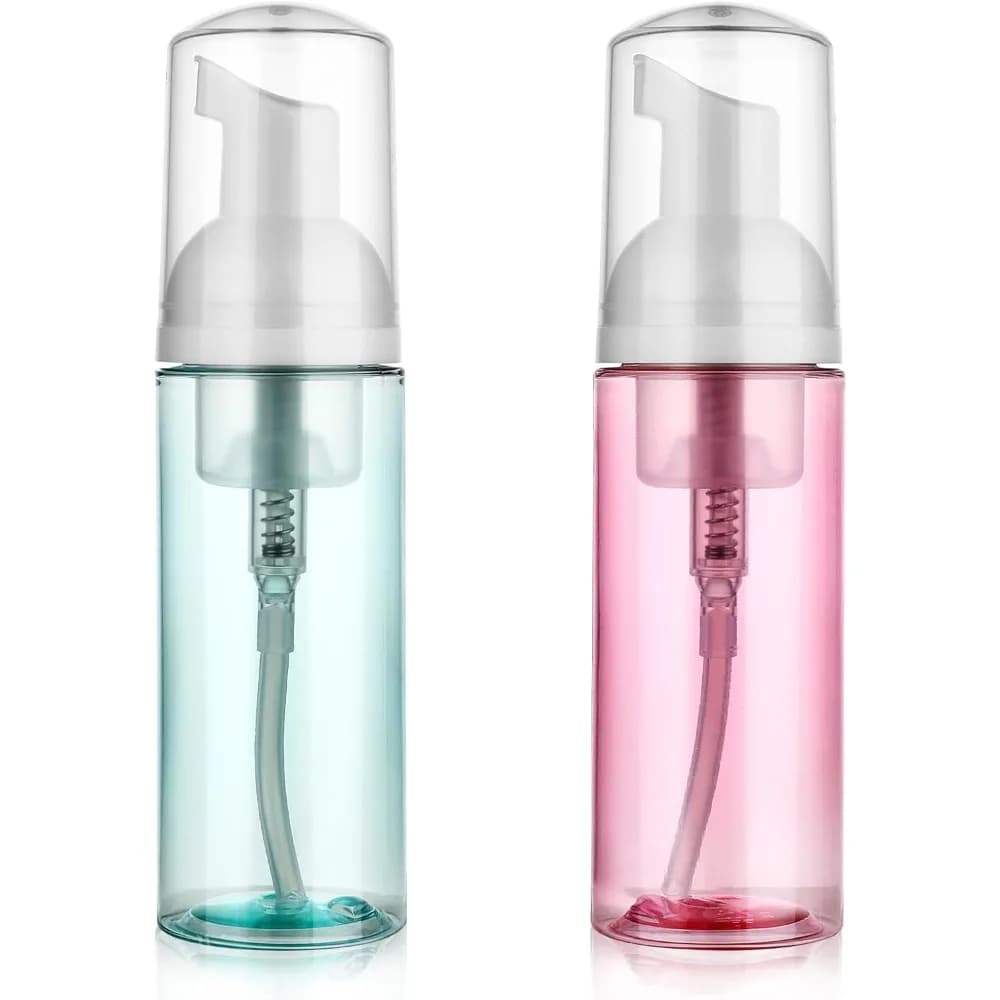 Confezione da 2 bottiglie con pompa per schiuma da viaggio 60 ml/2 oz Dispenser di sapone in schiuma per mousse di piccole dimensioni Dispenser di sapone schiumogeno in plastica trasparente