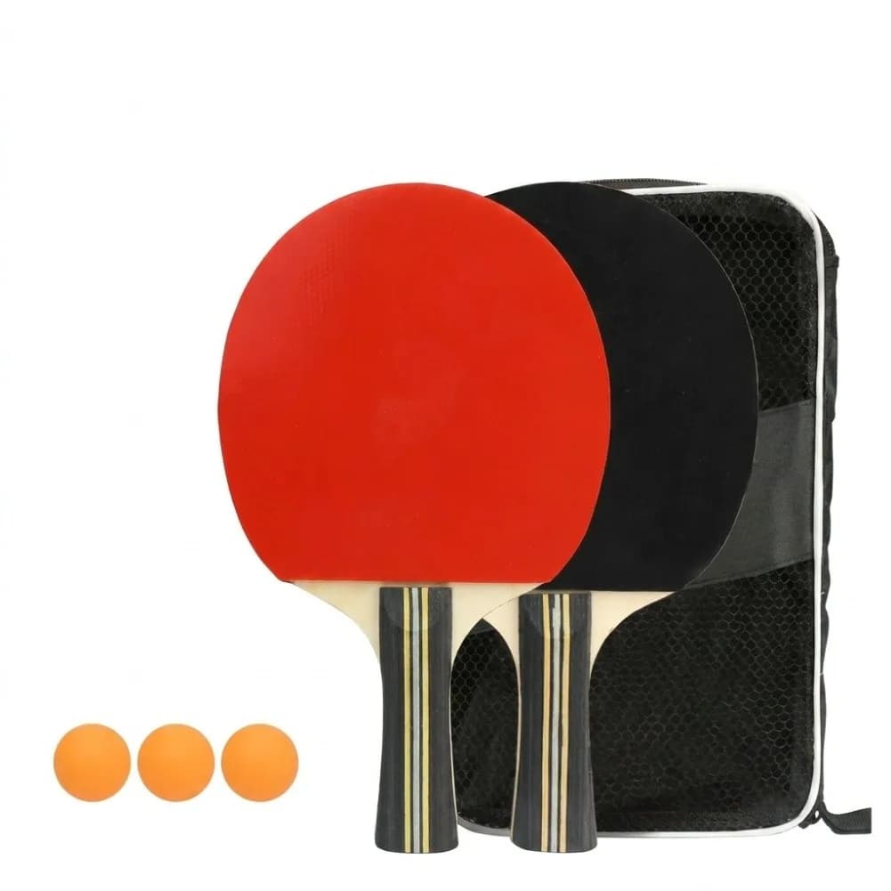 Table Tennis Racket Set for Beginners with 7-Ply Poplar Core Anti-Slip Grip Double-Sided Inverted Rubber Layer