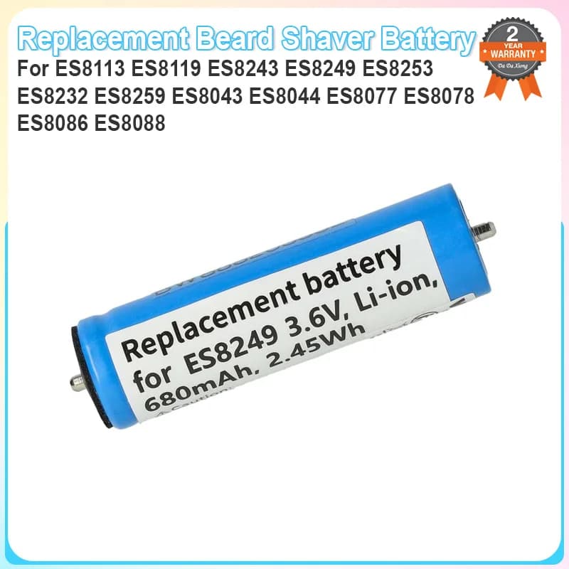 Replacement battery for shaving razor for ES8113 ES8119 ES8243 ES8249 ES8253 ES8232 ES8259 ES8043 ES8044 ES8077 ES8078 ES8086 ES8088
