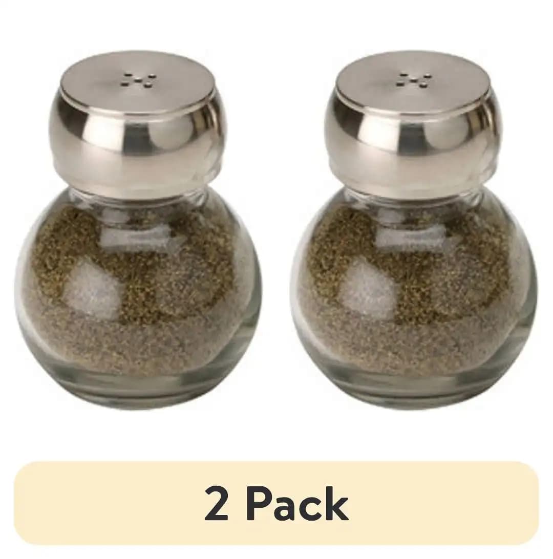 Set di 2 saliere e pepiere, in vetro trasparente e cromato, non riempite (confezione da 2), ideali per conservare e servire condimenti.