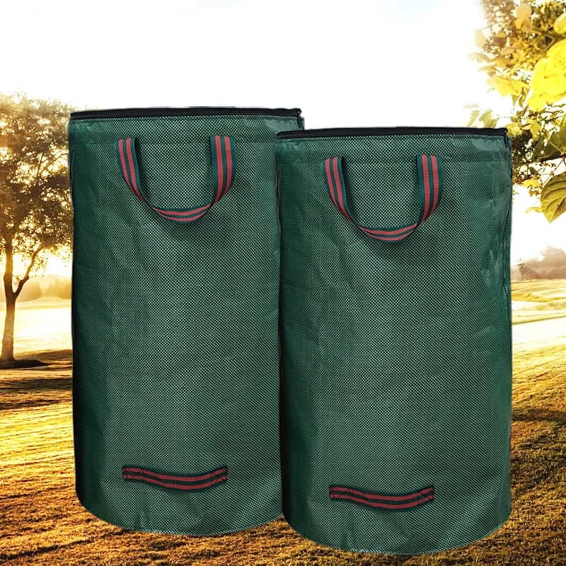 Sacco per Rifiuti da Giardino 120-500L con Coperchio, Contenitore Pieghevole per Raccolta Foglie, Borsa Riutilizzabile per Foglie Cadute, Sacca per Stoccaggio Giardinaggio Esterno