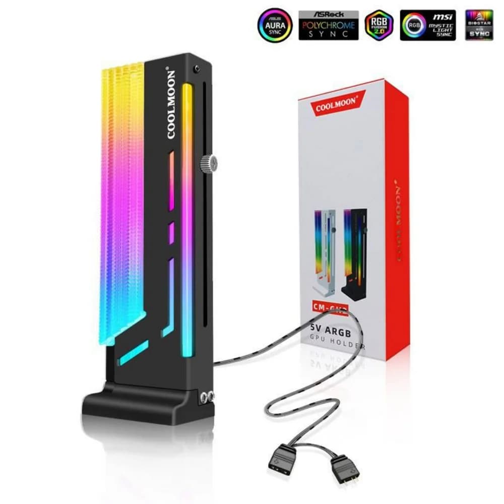 Supporto video grafico GPU Supporto regolabile in lega di alluminio per custodia del computer Supporto per scheda video RGB ARGB Aura Sync 5V 3PIN