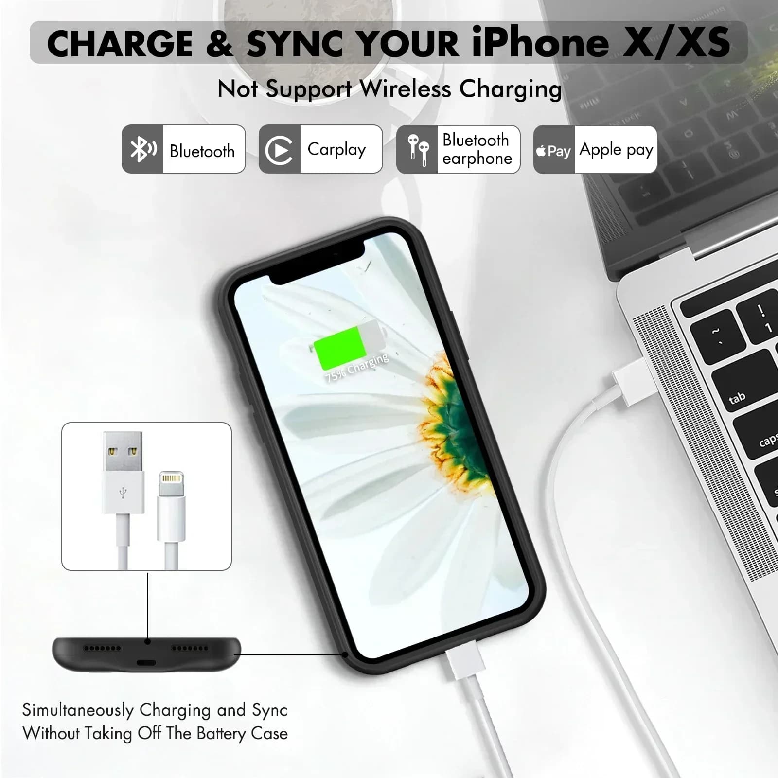 JayoWade Custodia Caricabatterie in Silicone da 10000mAh per iPhone XS Max, Power Bank per iPhone X XR XS Max, Cover Batteria per Cellulare