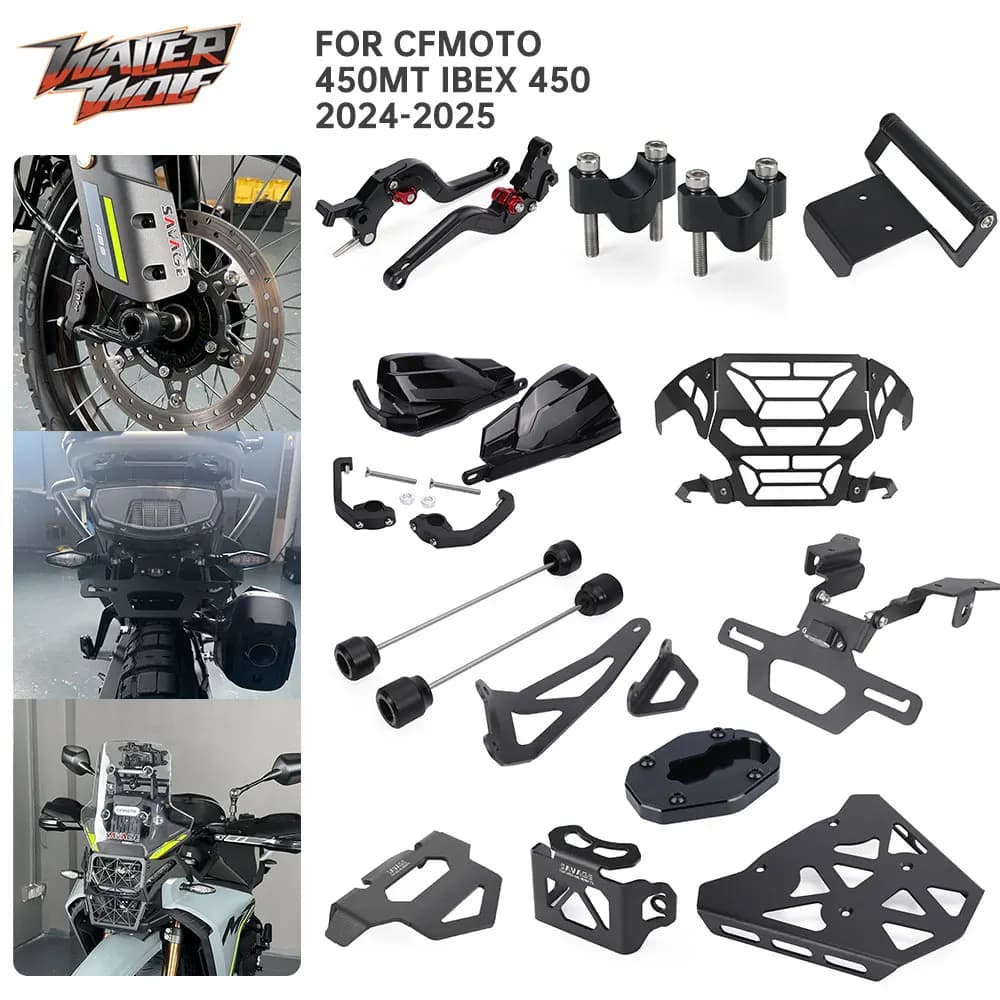 Targa Staffa di Scarico Gancio Piastra Per CFMOTO 450MT CF450MT 2024 2025 Asse Ruota Slider Mano Guard Leve Bagagli cremagliere