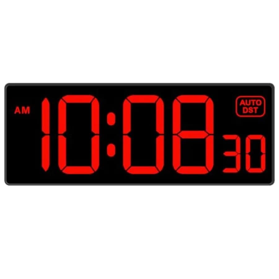 Digital LED Wall Clock, Large Digital Display, with Second Hand, to Connect to the Hold, Dimmable