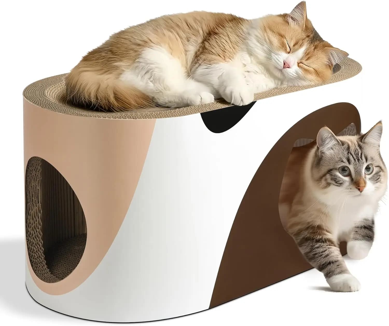 Grande Tiragraffi per Gatti con Fori, Letto Lounge in Cartone Ondulato per Gatti da Interno, Protezione per Mobili