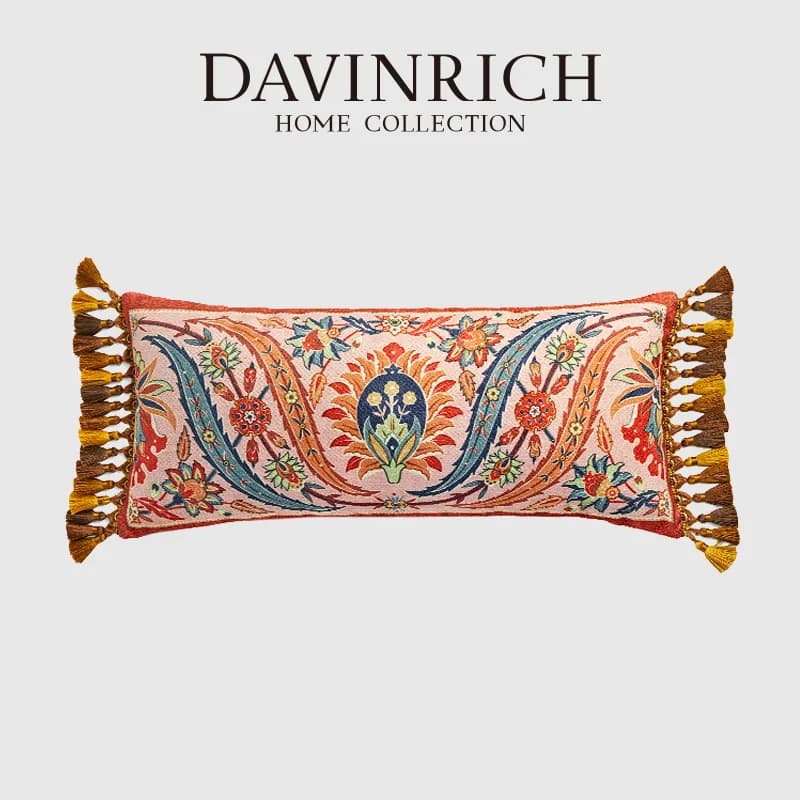 DAVINRICH Designer BOHO federa lombare 25x55cm federa decorativa lunga federa Bohemian Decor rettangolo federa con nappa