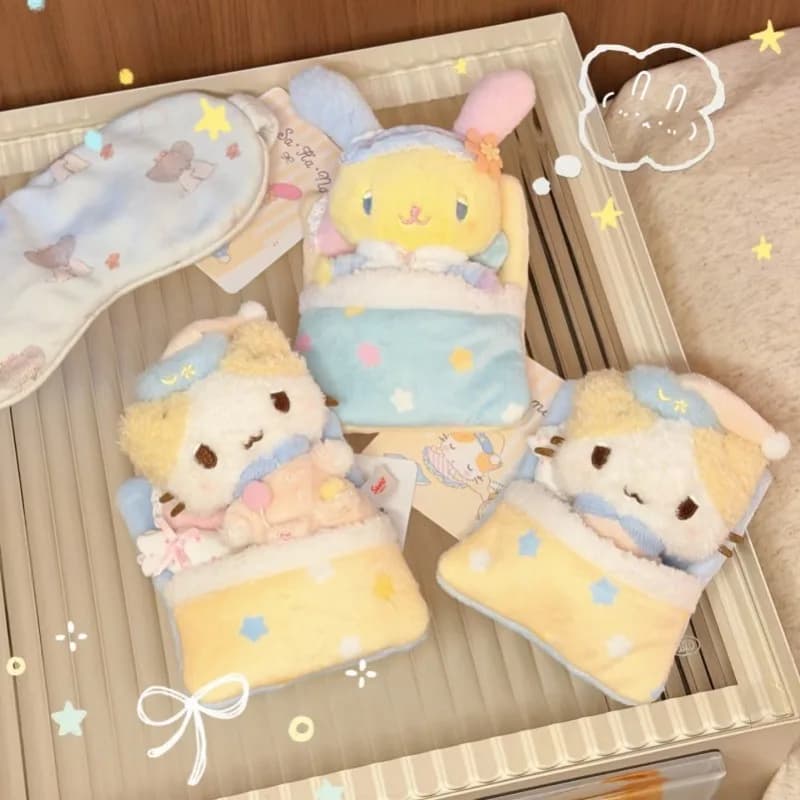 Portachiavi Peluche Gatto Nyanko Masyumaro Addormentato Notturno, Mascotte Kawaii Usahana Dreams Sanrio, Bambola di Peluche, Ciondolo per Borsa Gatto Marshmallow