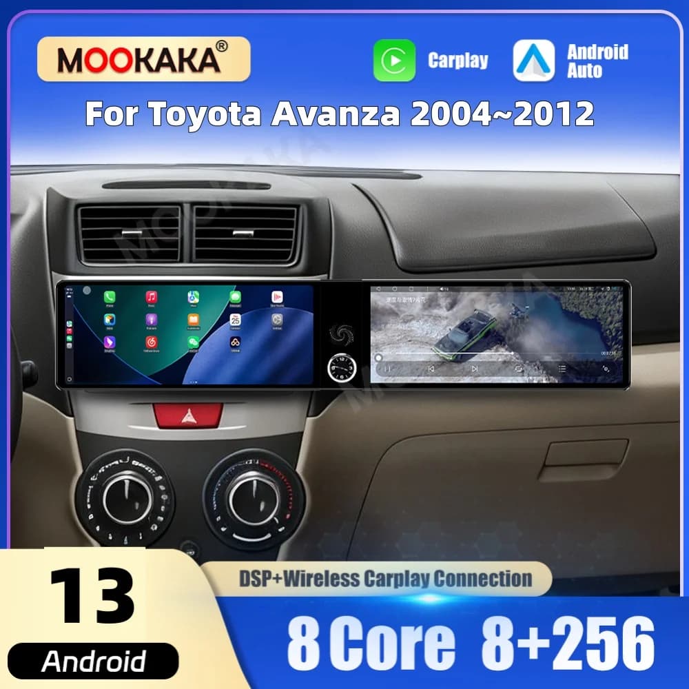 Dual 12.3“ Qualcomm Car Multimedia Player Android Screen For Toyota Avanza 2004~2012 Car Radio GPS Navi CarPlay Auto Head Unit