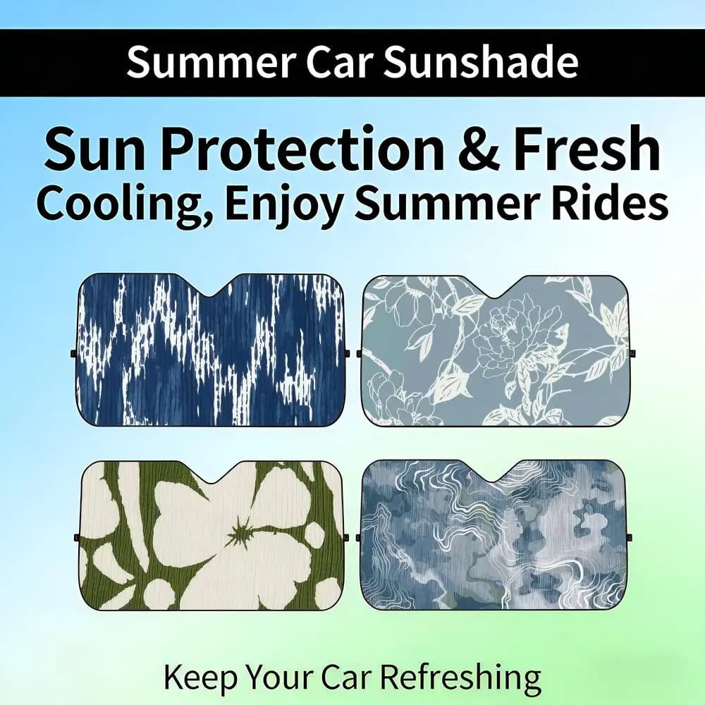 Parasole Retrattile per Auto con Stampa Decorativa, Protezione UV per Parabrezza
