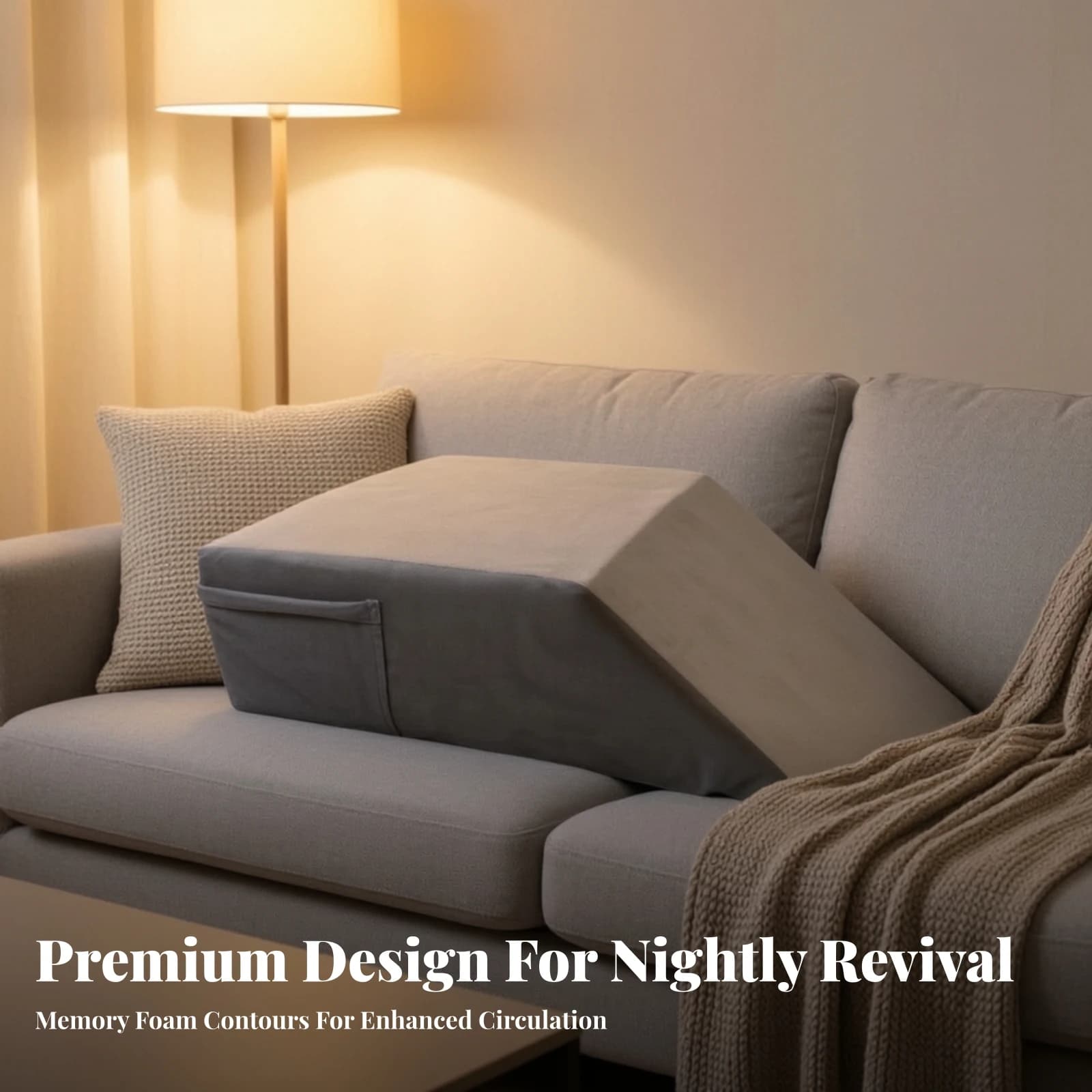 Leg Wedge Pillow Removable Washable Cover Leg Support Cushion with Side Pocket Wedge Cushion with Pocket Orthopedic Ergonomic