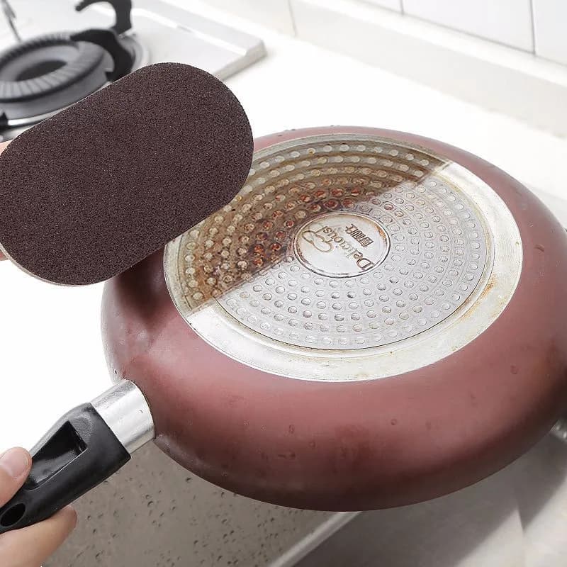 Emery Sponge Wipe with Handle, Magic Scrubbing, Pot Brush, Bowl Cleaning, Black Dirt on The Bottom of The Pot, Dirt Removal