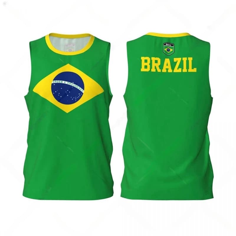 Canotta da basket con bandiera Beazil, moda estiva, emblema nazionale 3D stampato, gilet in jersey, magliette sportive larghe e traspiranti senza maniche