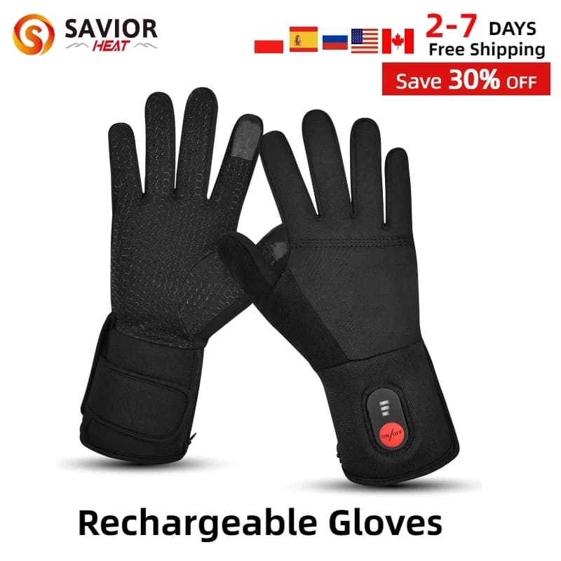 SAVIOR HEAT Heated Gloves Liner Rechargeable Battery Gloves Electric Heated Man for Cycling Motorcycle Fishing Snowboard