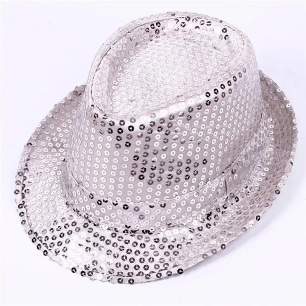 Fashion Sequin Sequins Fedora Hat Brilliant Beading Dance Jazz Cap Performance Shiny Glitter Jazz Hat Adult