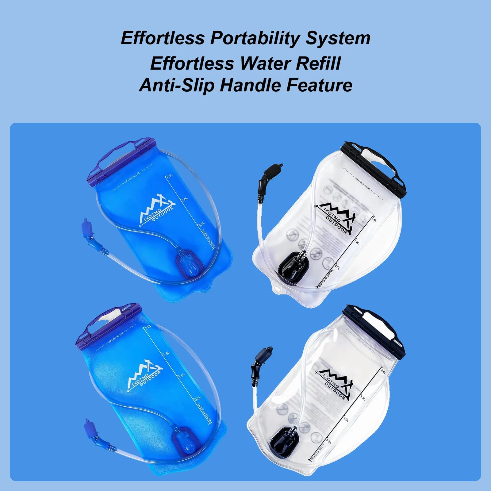 Moisturizing Veil 1.5L/2L Large Opening Package Light Water Bag Outdoor Cycling Camping Equipment Camping Hunt Racing